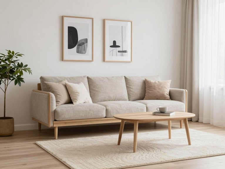 13 Scandi Living Room Ideas for a Light and Cozy Home 9 abstract neutral wall prints
