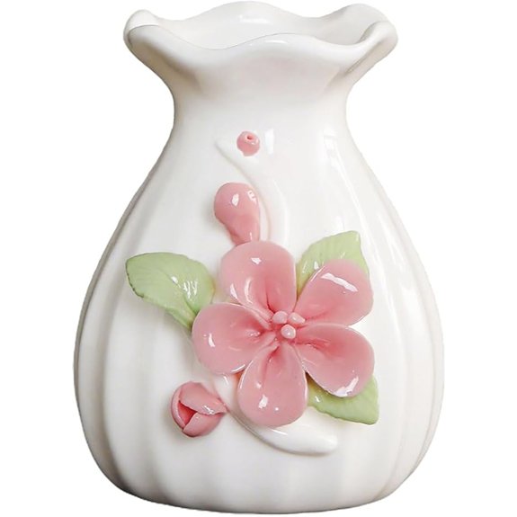Handmade Ceramic Vase with 3D Porcelain Flowers