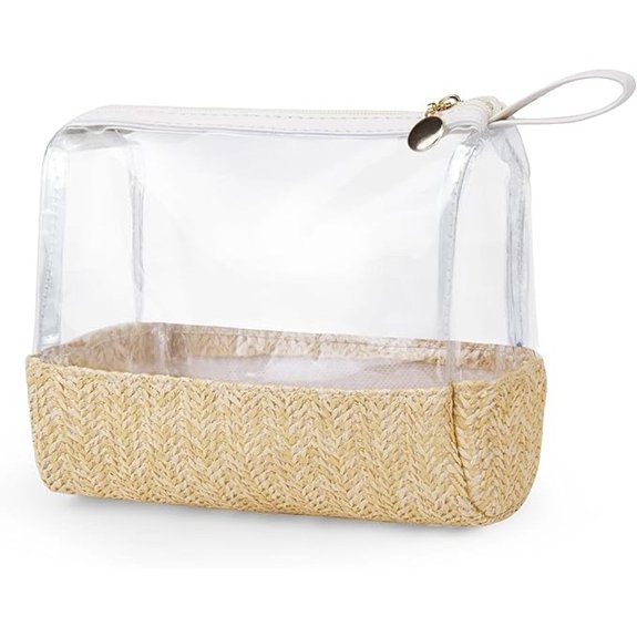 10 Beach Skincare Aesthetic Picks for a Glowy Getaway 4 Boho Straw Clear Travel Cosmetic Bag (Beige)