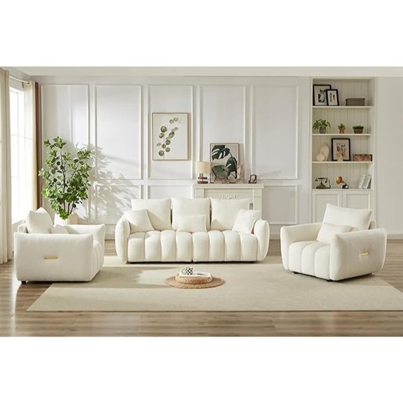 15 Best Sala Set for Small Living Room That Maximize Cozy Style 6 Antetek 3-Piece Beige Bouclé Teddy Sofa Set