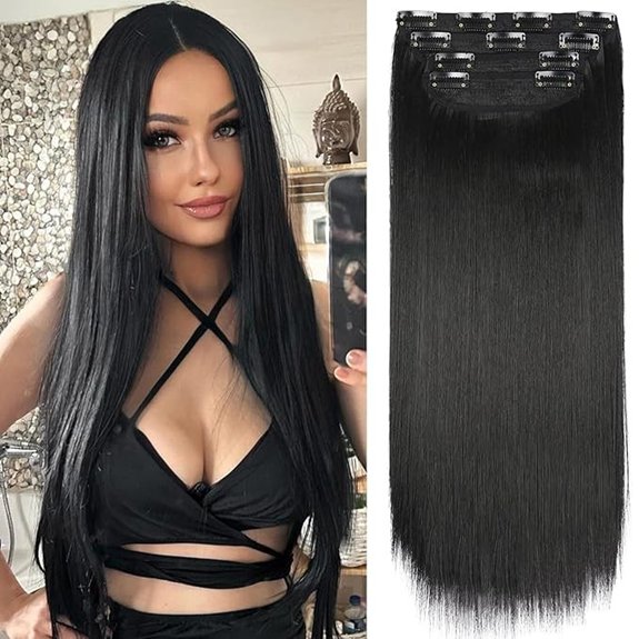 5 Best Hair Extension Options That Look Totally Natural 5 Black Straight Clip-In Hair Extensions (20 4pcs #1B)