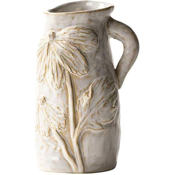 Small Distressed Ceramic Boho Flower Vase with Handle