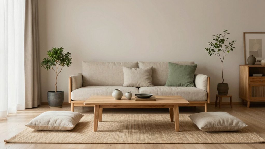 calm japandi living room