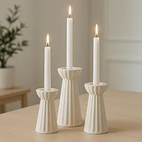 Honeydak Ceramic Taper Candle Holders (Set of 3)