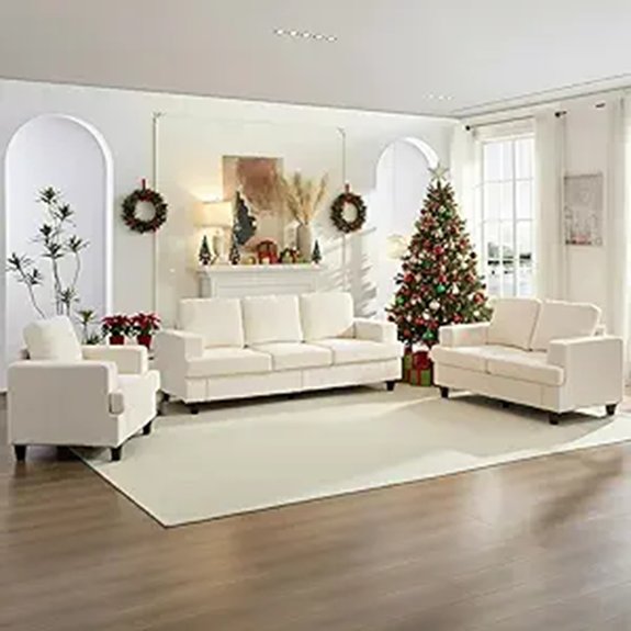15 Best Sala Set for Small Living Room That Maximize Cozy Style 14 IJuicy 6-Seat Chenille Sectional Sofa Set (3+2+1)