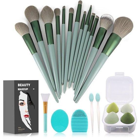 15 Best Makeup Gift Sets Even Beauty Buffs Will Covet 10 22-Piece Green Makeup Brush Set