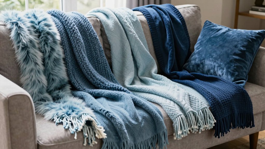 cozy blue throw blankets