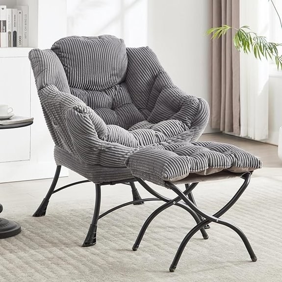 Grey Lazy Chair with Ottoman for Living Spaces
