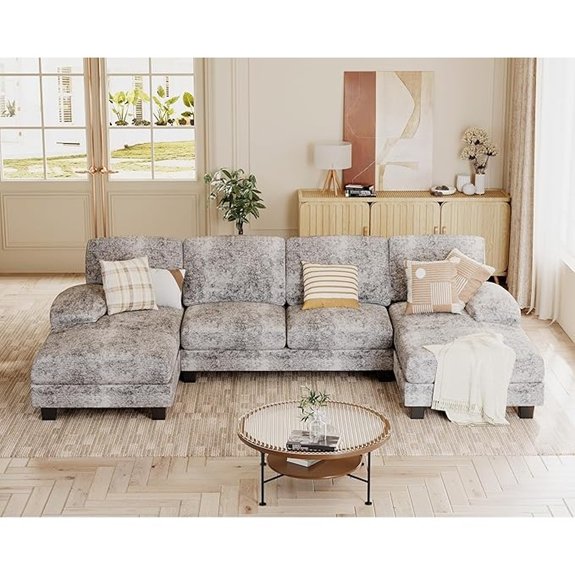 15 Best Sala Set for Small Living Room That Maximize Cozy Style 8 JUMMICO U-Shaped Chenille 4-Seat Sectional Sofa