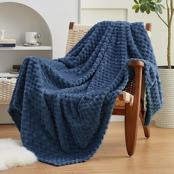 10 Best Blue Throw Blanket Picks to Cozy Up Any Sofa 6 EXQ Home Fleece Throw Blanket 50x60 (Dark Blue)