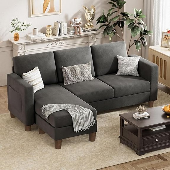 15 Best Sala Set for Small Living Room That Maximize Cozy Style 4 VICTONE 3-Seat Convertible L-Shaped Linen Sofa (Dark Gray)
