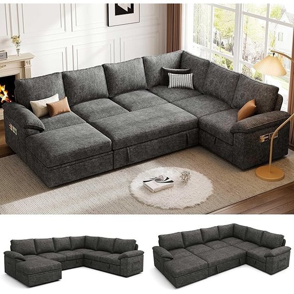 15 Best Sala Set for Small Living Room That Maximize Cozy Style 12 108 U-Shaped Modular Sectional Sleeper Sofa (Dark Grey)
