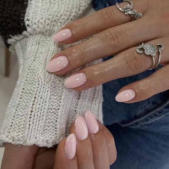 15 Best Light Pink Nails That Give Your Mani a Subtle Glow 1 Dusty Baby Pink Short Oval Press-On Nails