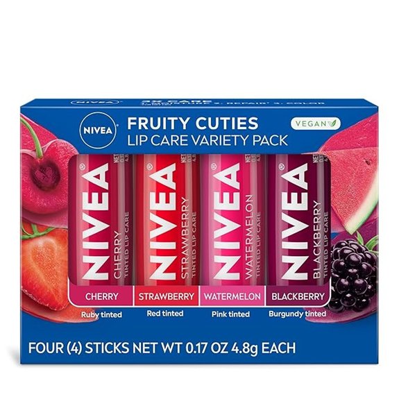 5 Best Nivea Lip Balm Sticks That Rescue Chapped Lips Fast 3 NIVEA Fruity Tinted Lip Balm Variety Pack (4)
