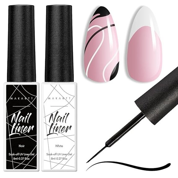 Makartt Gel Nail Polish Liner Set — Black & White