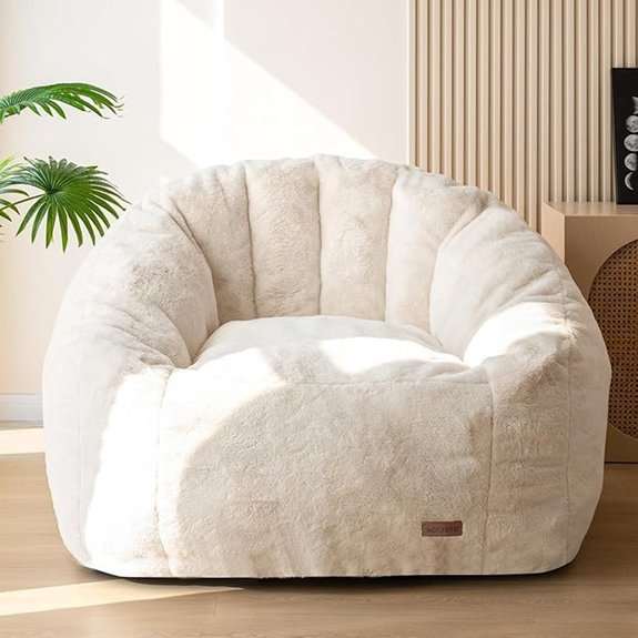 MAXYOYO Giant Faux Fur Bean Bag Chair (Beige)