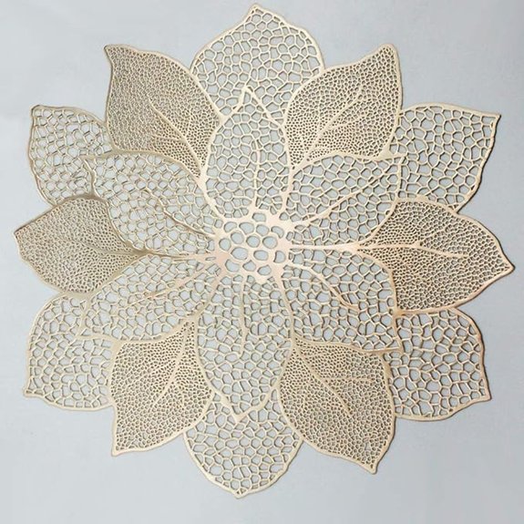 Gold Round Hibiscus Vinyl Placemats Set of 6