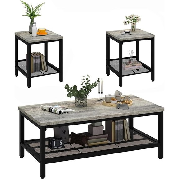 15 Best Sala Set for Small Living Room That Maximize Cozy Style 5 AWQM Industrial Coffee Table Set of 3 (Grey)