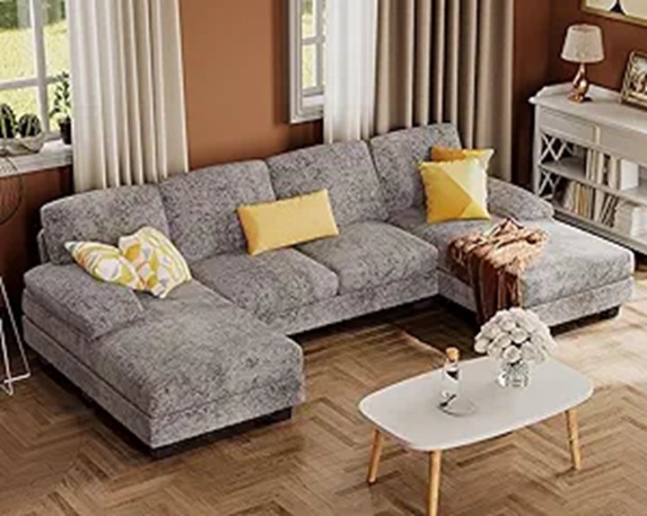 15 Best Sala Set for Small Living Room That Maximize Cozy Style 1 Furmax U-Shaped 4-Seat Linen Sectional Sofa (Grey)