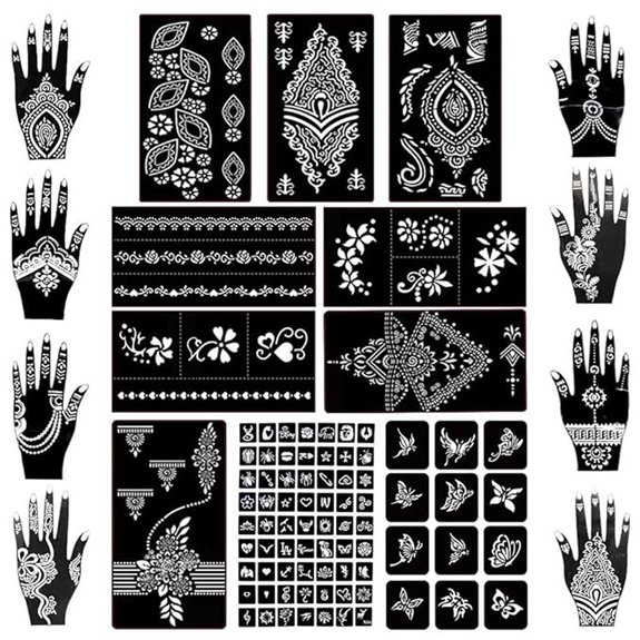 3 Best Modern Mehndi Designs That Elevate Every Occasion 1 Koogel Henna Tattoo Stencil Kit (97 pcs)