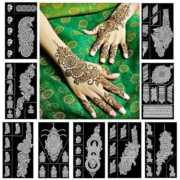 Reusable Henna & Mehendi Tattoo Stencils Kit