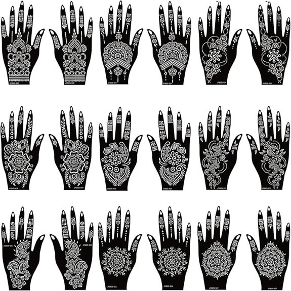 Henna Tattoo Stencil Kit — 18 Sheets for Women
