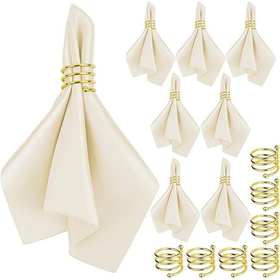MCEAST Satin Cloth Napkins with Napkin Rings (Ivory)