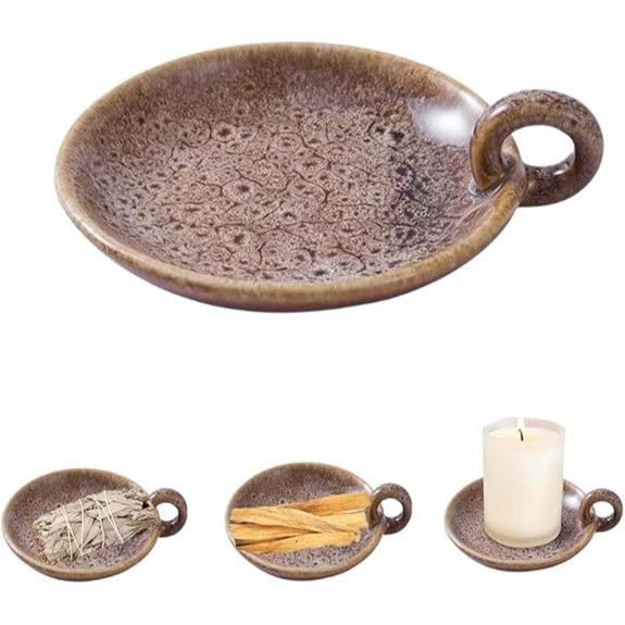 Vintage Ceramic Candle Holder with Handle (Khaki)