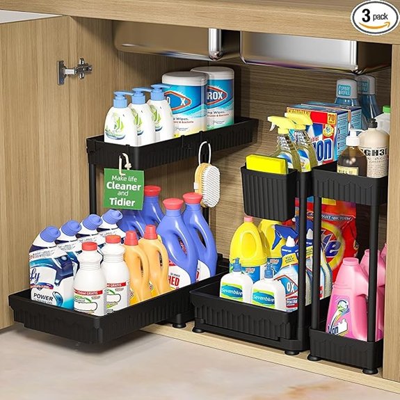 10 Kitchen Storage Hacks That Transform Clutter Into Calm 1 Under-Sink L-Shaped Pull-Out Organizers (3-Pack)
