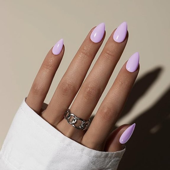 5 Lavender Nails to Try When You Want Subtle, Chic Color 2 KQueenest Lavender Short Almond Press-On Nails (30 pcs)