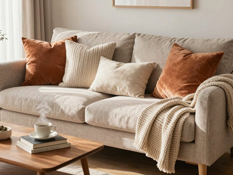 15 Cozy Living Room Design Ideas for Everyday Comfort 12 layered cushions for comfort