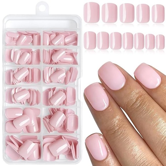 15 Best Light Pink Nails That Give Your Mani a Subtle Glow 12 LuckForever 240pc Light Pink Short Square Press-On Nails