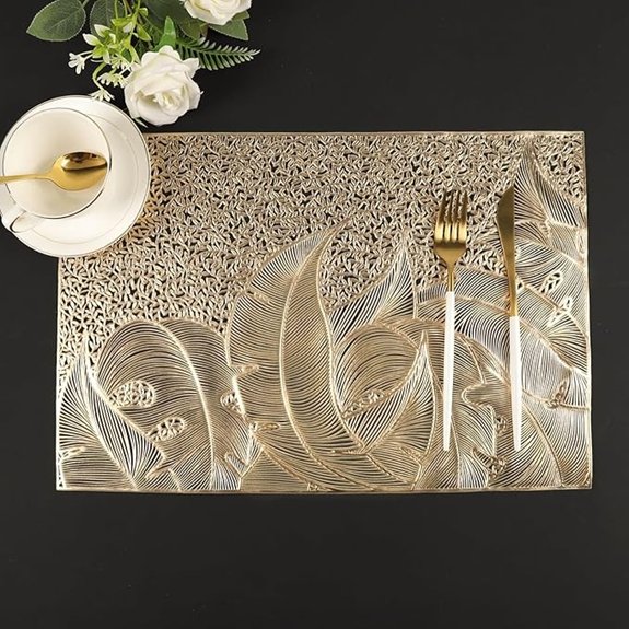 Gold Rectangular Vinyl Placemats Set of 6