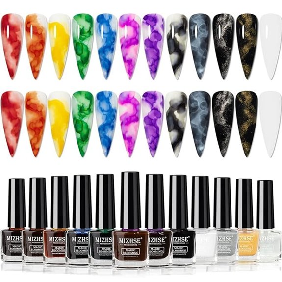 5 Best Marble Nails That Make Every Mani Look Luxe 1 MIZHSE Marble Blooming Gel Nail Polish Set (12PCS)