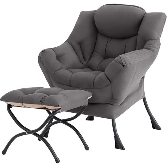 Tiita Modern Lazy Chair with Ottoman — Dark Grey