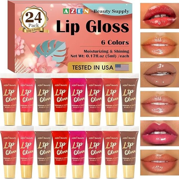 10 Best Lip Glosses That Give Your Smile an Irresistible Shine 10 AZEN 24-Pack Moisturizing Lip Gloss Set with Vitamin E