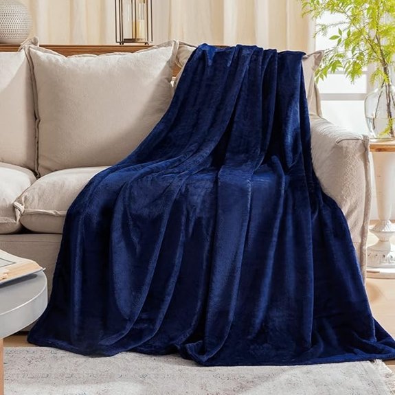 10 Best Blue Throw Blanket Picks to Cozy Up Any Sofa 2 Navy Blue Fleece Plush Throw Blanket (50x60)