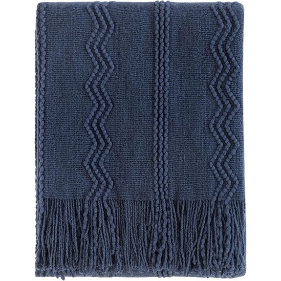 10 Best Blue Throw Blanket Picks to Cozy Up Any Sofa 8 BOURINA Navy Textured Knit Throw Blanket 50x60