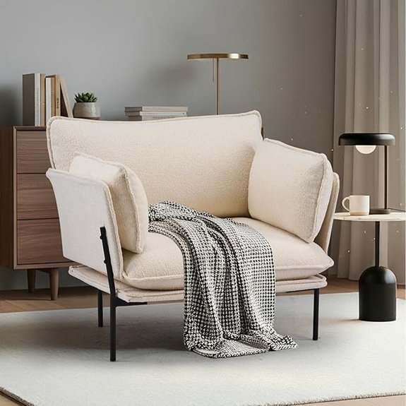 Modern Bouclé Oversized Accent Armchair with Metal Legs