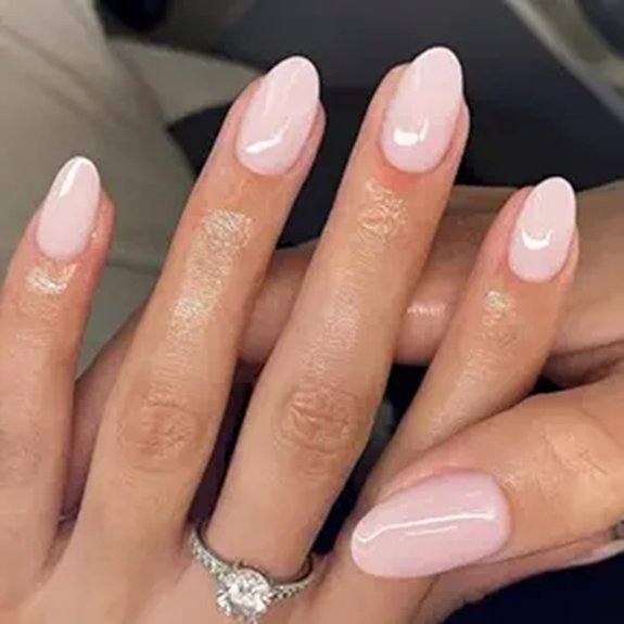 15 Best Light Pink Nails That Give Your Mani a Subtle Glow 4 KQueenest Pastel Light Pink Short Oval Press-On Nails