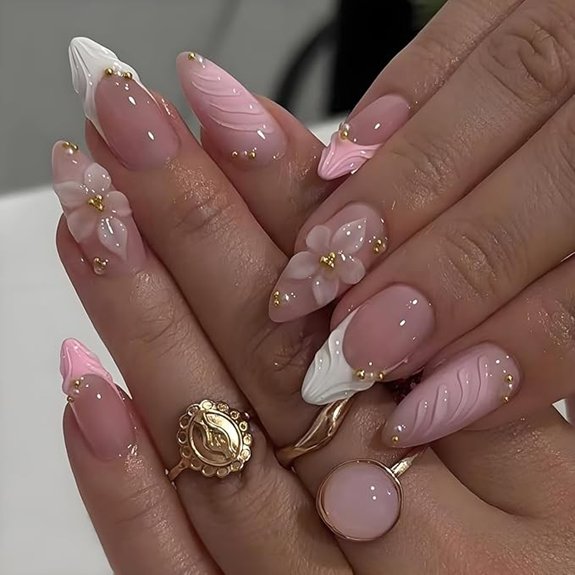 15 Best Light Pink Nails That Give Your Mani a Subtle Glow 7 3D Pink Almond Press-On Nails Kit (24pcs)