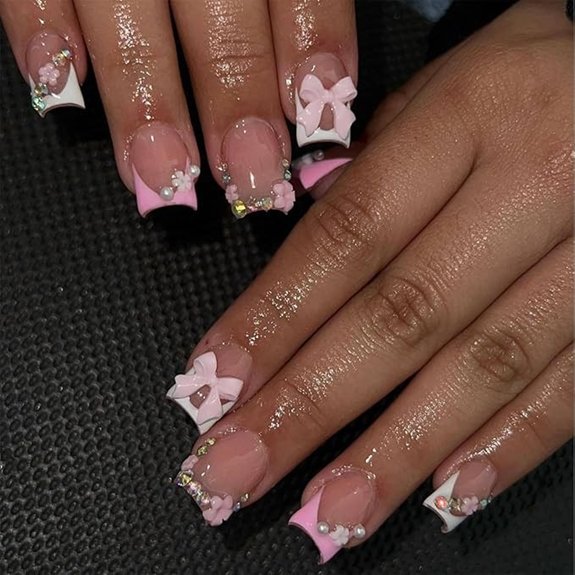 5 Short Nail Designs That Make Manicures Look Effortless 3 24pcs Short Pink French Press-On Acrylic Nails