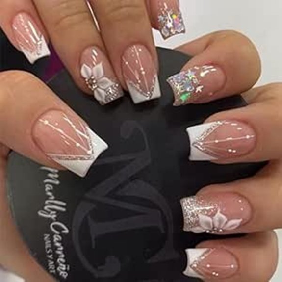5 Short Nail Designs That Make Manicures Look Effortless 1 Short Square French Tip Press-On Nails (24pcs)