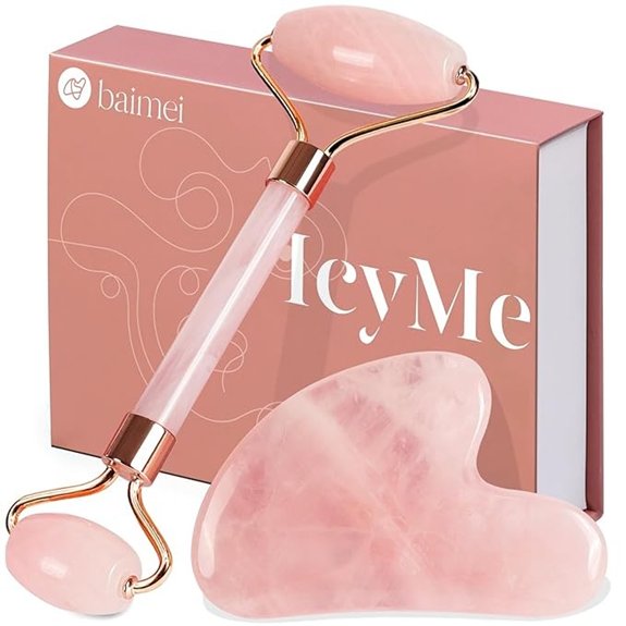10 Skin Care Essentials Your Routine Actually Needs 7 BAIMEI Rose Quartz Jade Roller & Gua Sha Facial Set