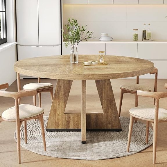 10 Best Oak Dining Table Options That Anchor Every Meal 2 LITTLE TREE 47 Round Oak Dining Table for 4-6