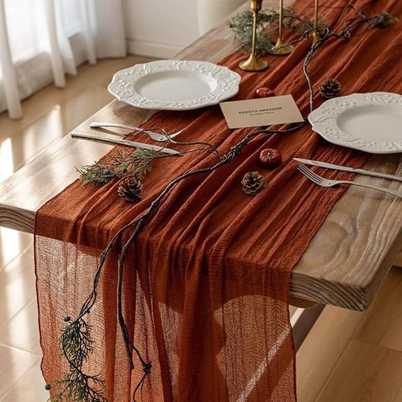 Keketoarrange 10ft Rustic Terracotta Thanksgiving Table Runner