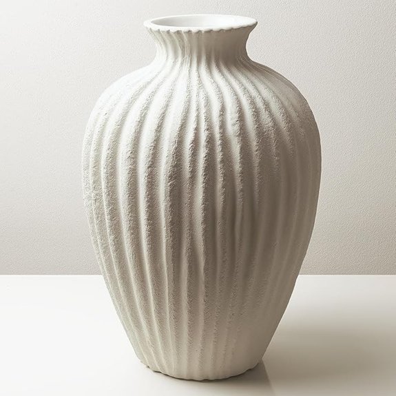Handmade Rustic White Ceramic Decorative Round Vase