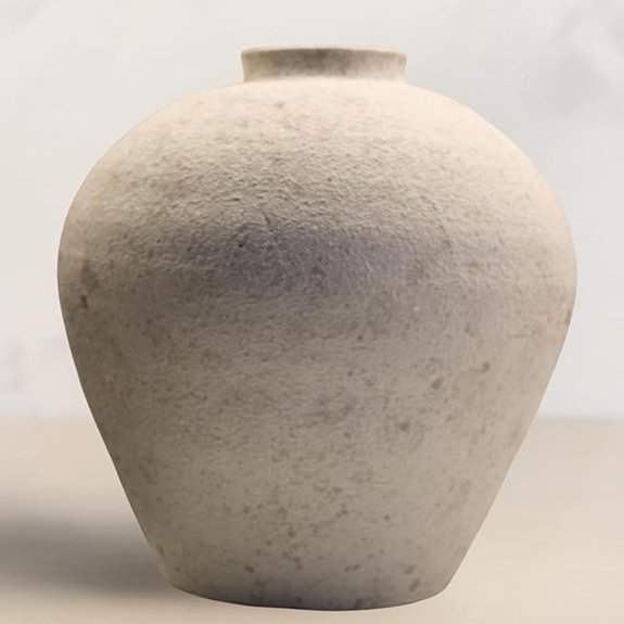 Handmade Large White Rustic Round Ceramic Vase