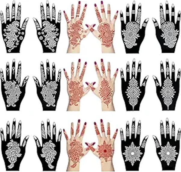 3 Best Modern Mehndi Designs That Elevate Every Occasion 2 Henna Tattoo Stencil Kit — Self-Adhesive Mehndi Stencils