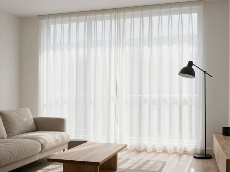 15 Minimalist Living Room Ideas That Feel Calm and Modern 13 simple airy window treatments